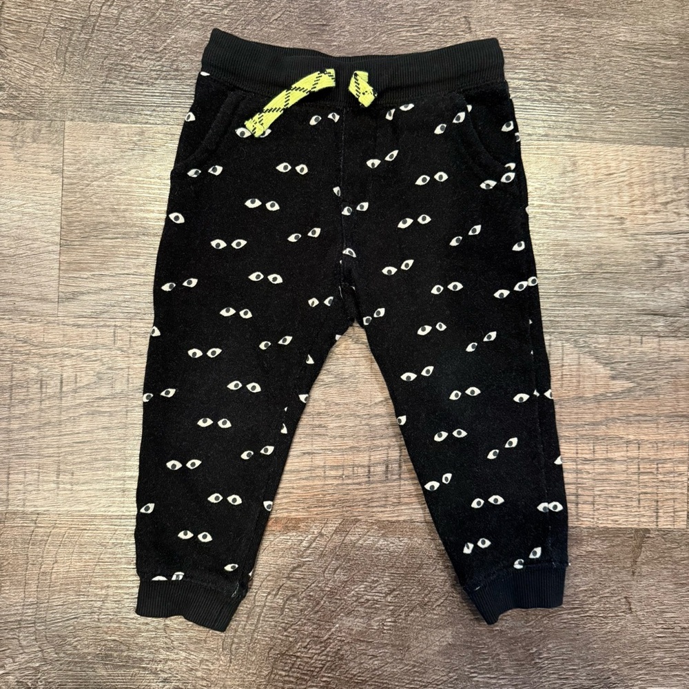 Gymboree Black Joggers With Eyes Halloween Pants Size 18-24 Months